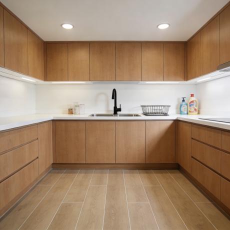 厨房橱柜搭配石塑地板 厨房橱柜搭配石塑地板